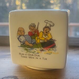 Vintage Nursery Rhyme Piggy Bank • Ceramic Coin Bank w/Stopper